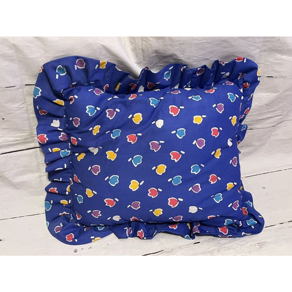 Vintage Throw Pillow Ruffle Edge Girls Floral? 1980s - Picture 1 of 4
